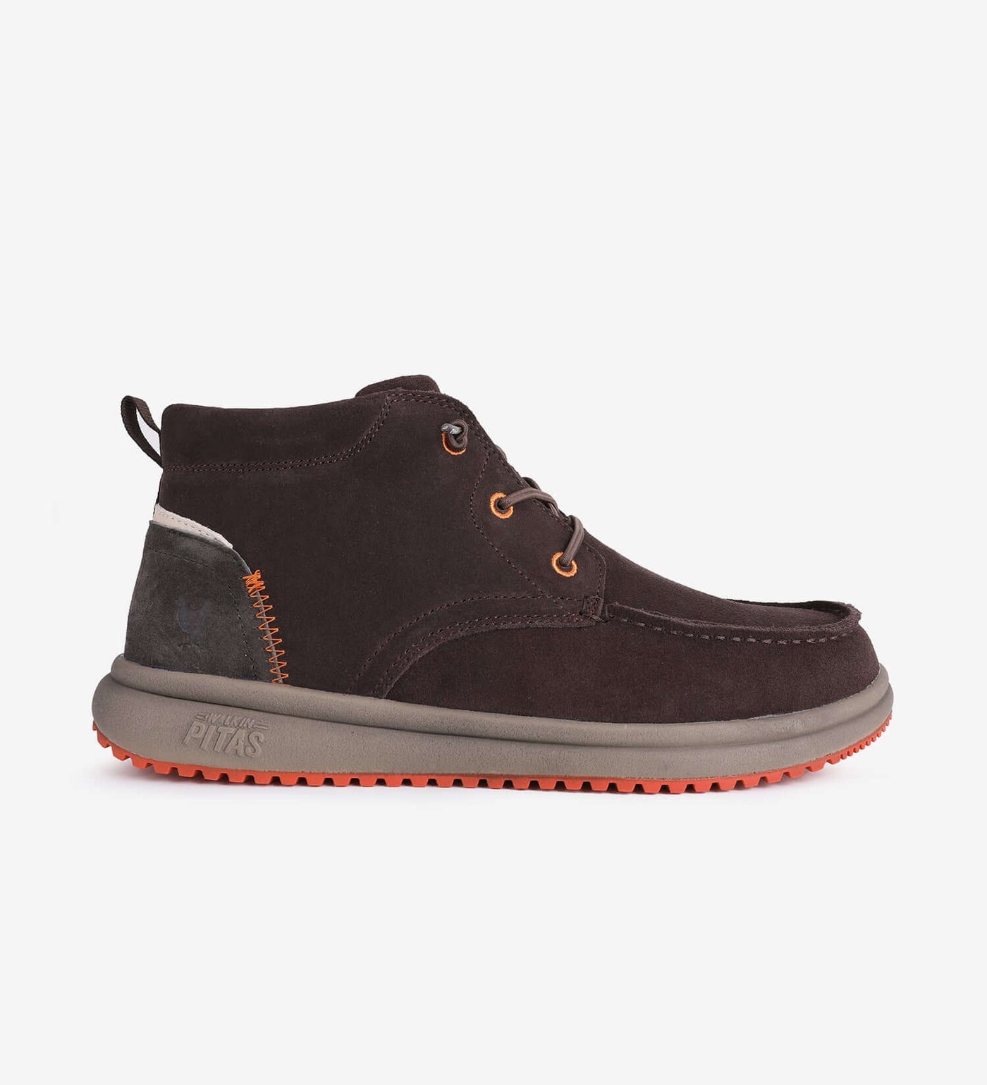 Bali Boots by Pitas - water repellent suede moc-toe boot with elasticated laces, grippy rubber outsole, and cushioned mid-soles.