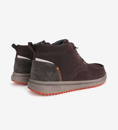 Bali Boots by Pitas, moc-toe suede with grippy contrast soles, easy-on laces, and padded collar, perfect for all-season wear.