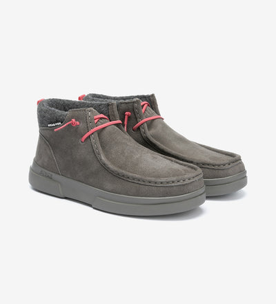 Garda Boots by Pitas - Waterproof mid-top suede boot with fabric ankle collar and Pitas-Tex system, in gray with red laces.