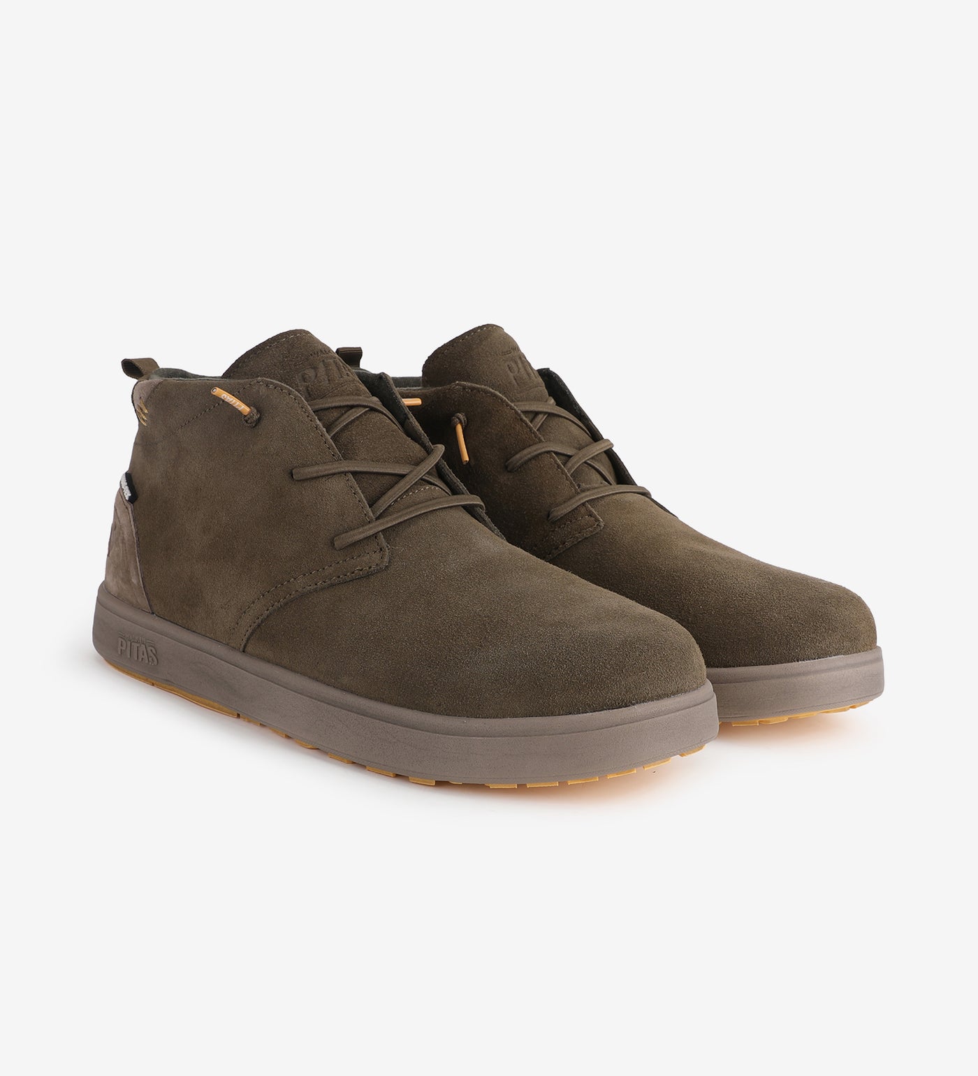 Olive green Jaya chukka boots by Pitas, featuring waterproof Pitas-Tex system and high-grip soles from the Coast range.