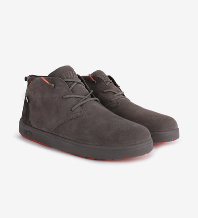 Jaya Chukka Boots by Pitas, waterproof hi-grip suede shoes with Pitas-Tex system, ideal for wider feet, in dark gray color.