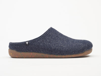 Soft eco felt mule slippers, rubber soles, 100% recycled