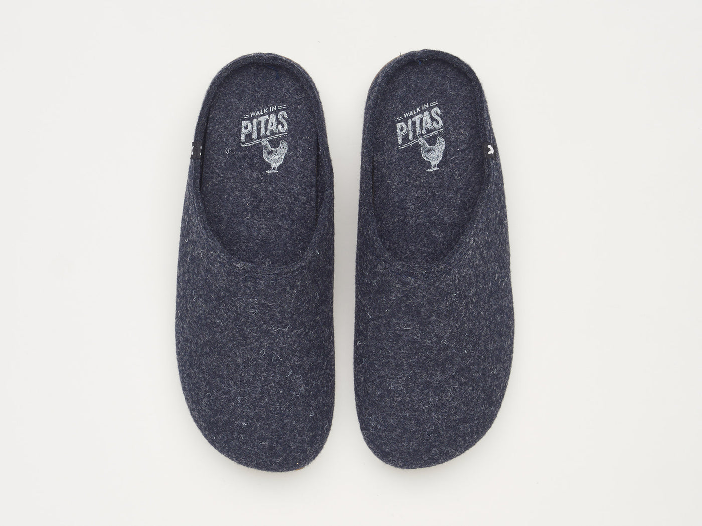Soft eco felt mule slippers, rubber soles, 100% recycled