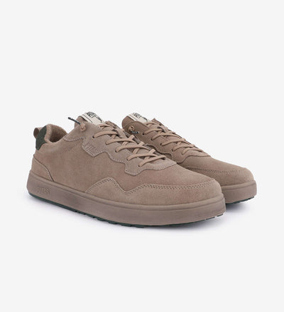 Kume Sneakers by Pitas in beige suede, featuring elastic easy-on laces and water-repellent design for lightweight comfort.