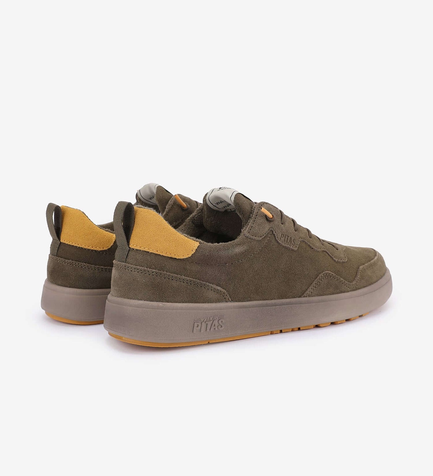 Olive green Kume Sneakers by Pitas in water-repellent suede with easy-on laces, six eyelets, and comfortable design for secure fit.