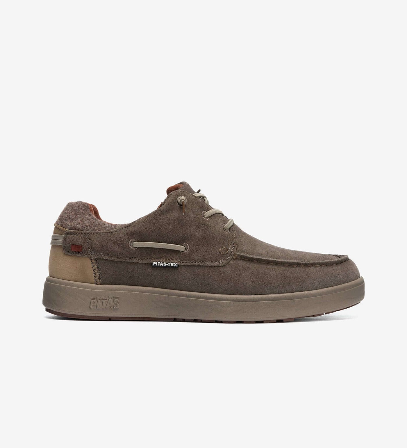 Waterproof suede Omi easy-on casual shoe by Pitas, featuring lightweight, breathable design with Pitas-Tex system.