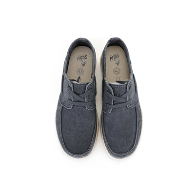 WP150 Navy Washed Canvas Boat Shoes