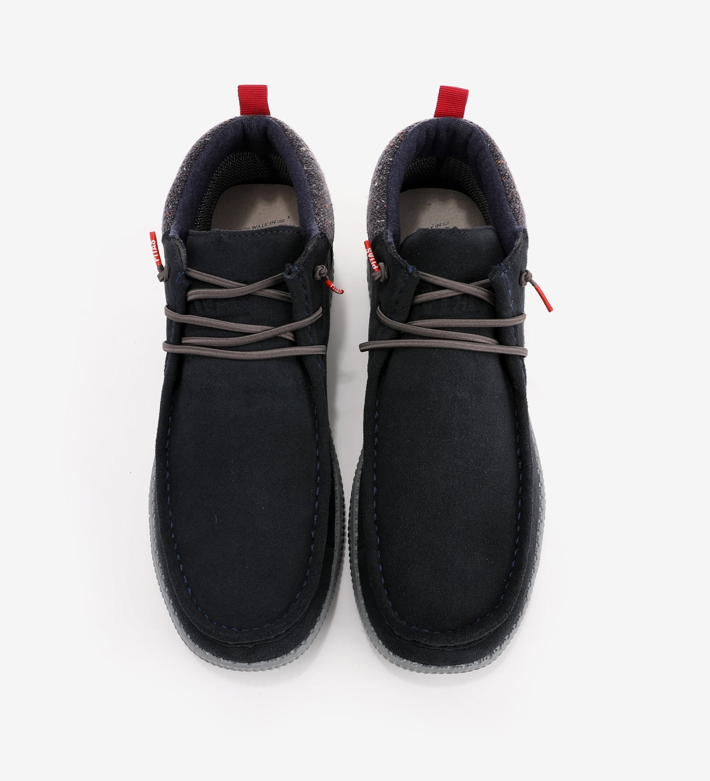 Black WP150 Bob Mocs by Pitas, waterproof mid-top shoes with suede upper and Pitas-Tex membrane for comfort and breathability.