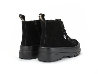 Combat Black Suede Lace Up Boots