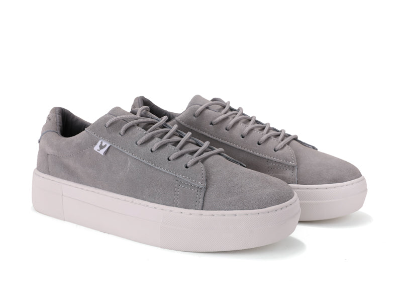 Grey suede platform sneakers