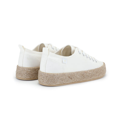 White canvas lace-up espadrille sneakers