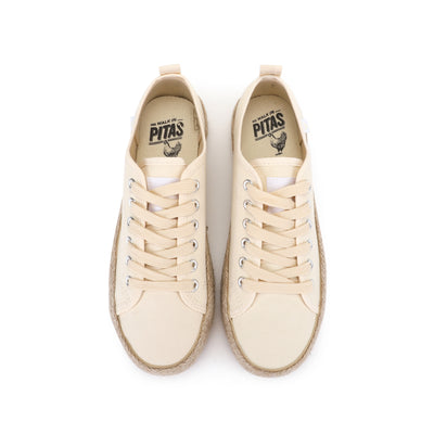 Cream white canvas lace-up espadrille sneakers