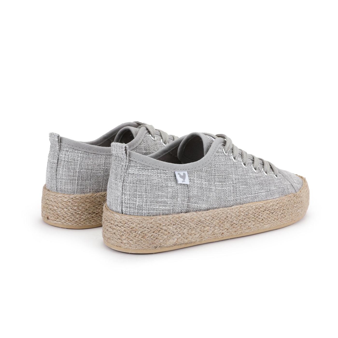 Grey linen lace-up espadrille sneakers