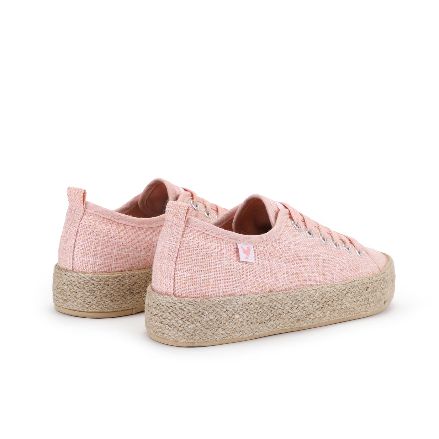 Dusty pink linen lace-up espadrille sneakers