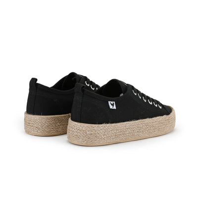 Black canvas lace-up espadrille sneakers
