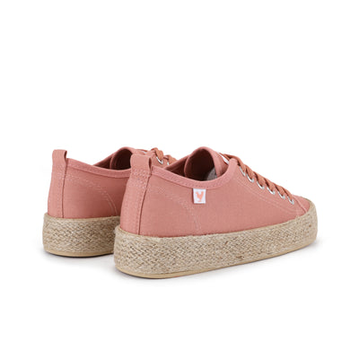 Rose pink canvas lace-up espadrille sneakers