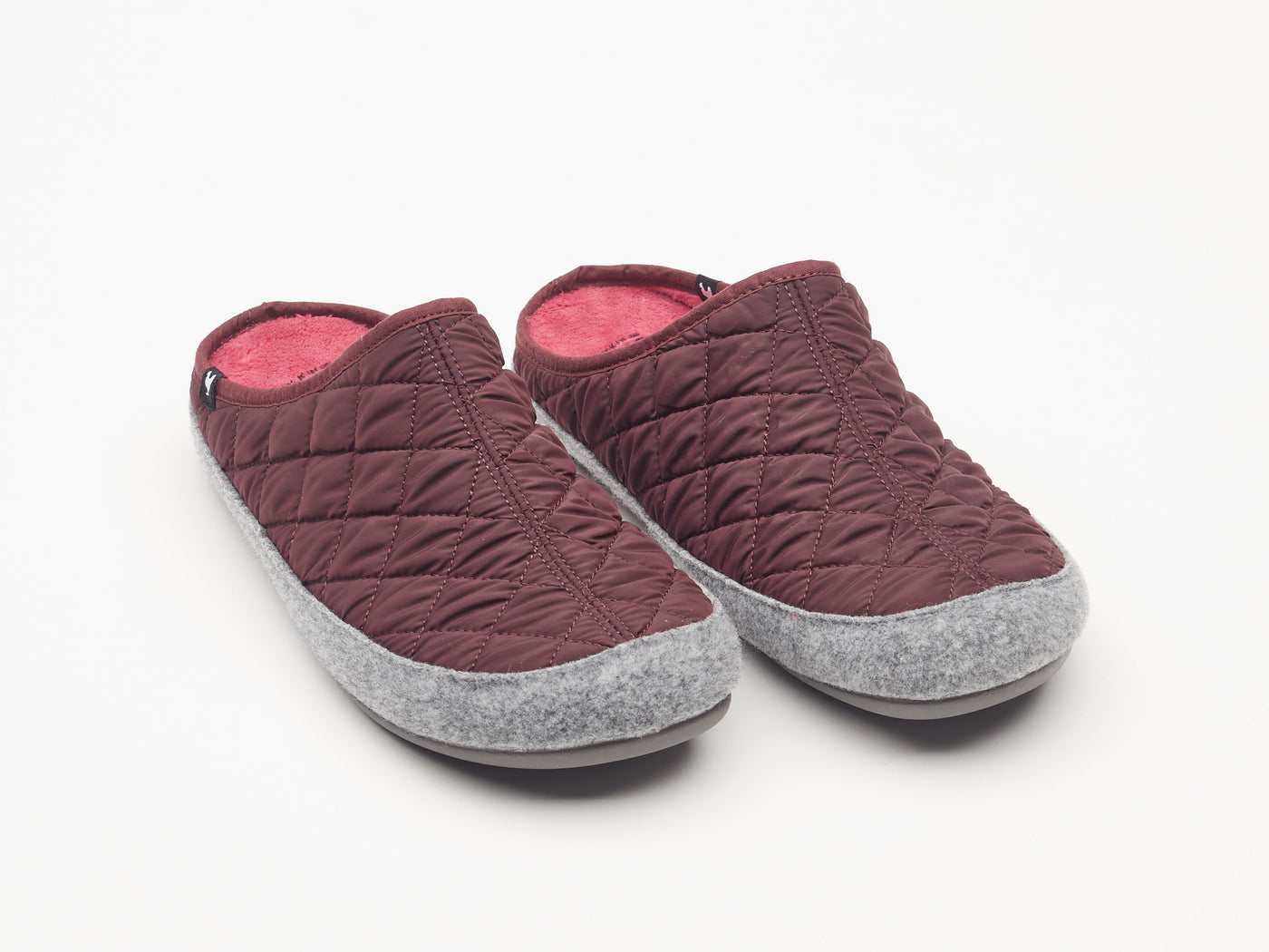 Men's bordeaux red waterproof quilted mule slippers