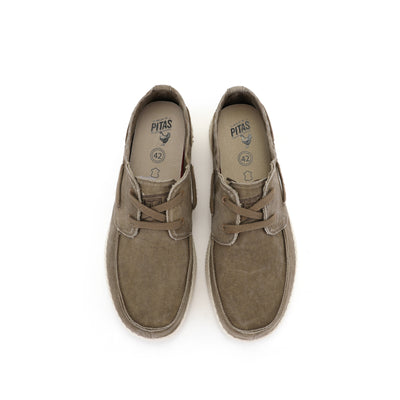 WP150 Taupe Washed Canvas Boat Shoes