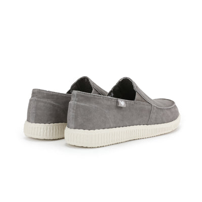 WP150 Slate Grey Washed Canvas Slip-On Loafers