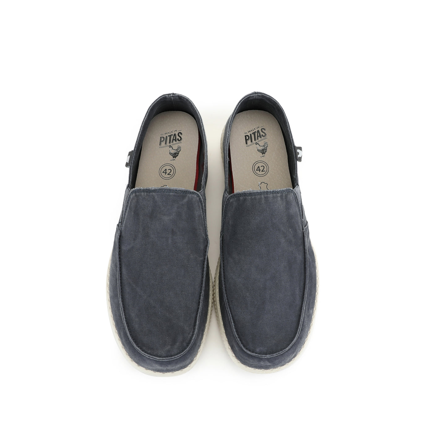 WP150 Navy Blue Washed Canvas Slip-On Loafers