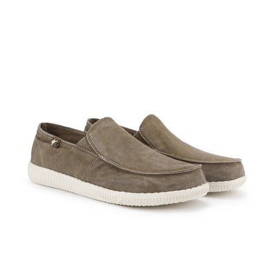 WP150 Taupe Washed Canvas Slip-On Loafers