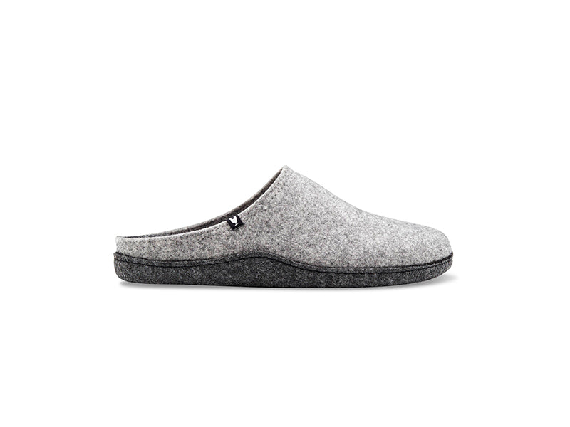 Women's non-slip grey soft recycled felt mule slippers, 100% recycled  materials