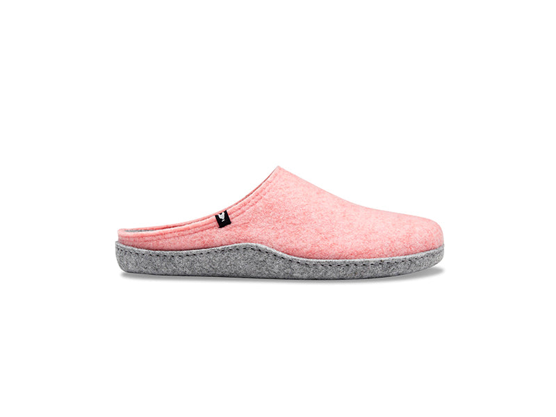 Women's non-slip pink soft recycled felt mule slippers, 100% recycled  materials